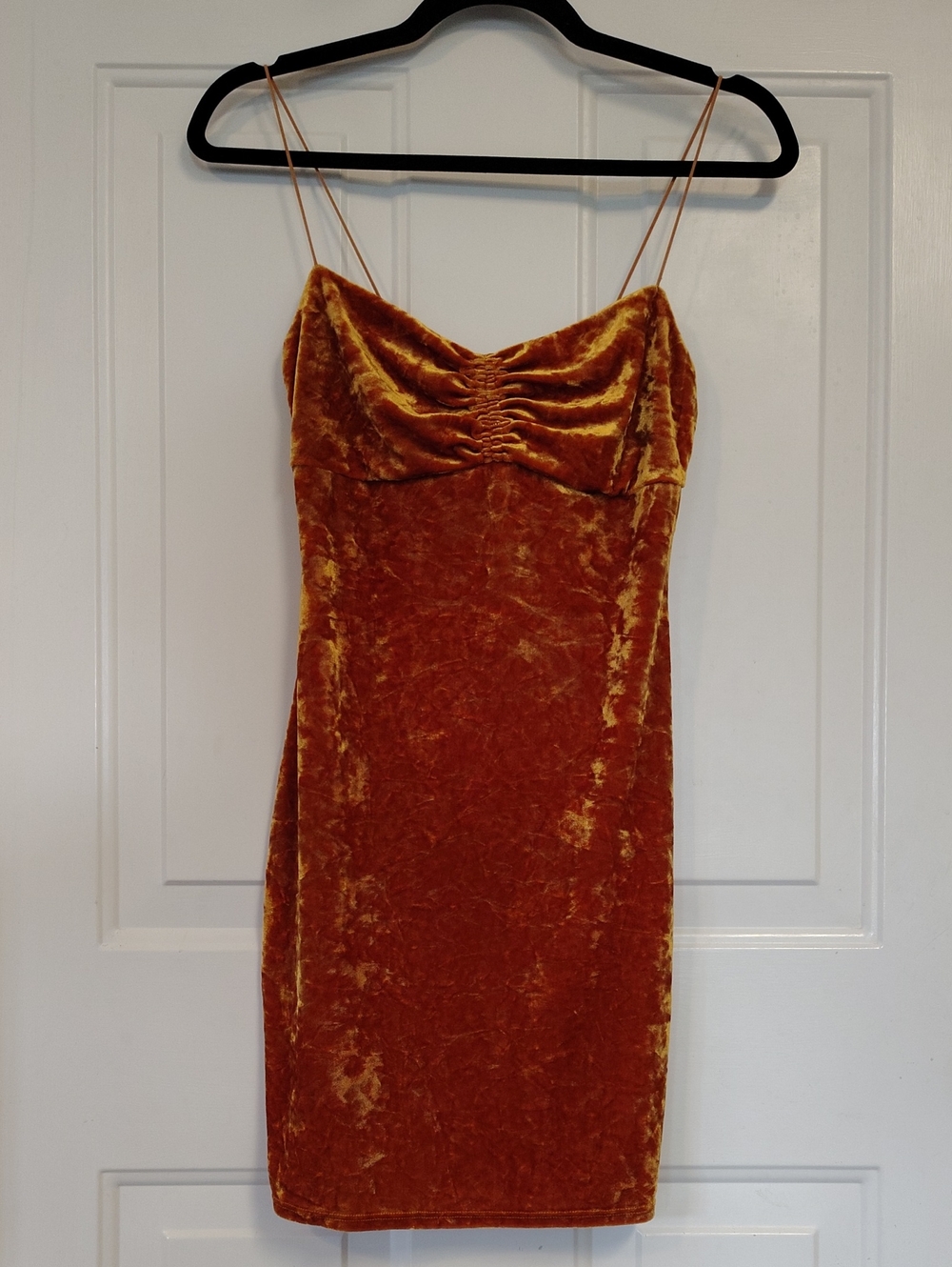 Urban Outfitters Rust Velvet Ruched Mini Slip Dress Size Small
